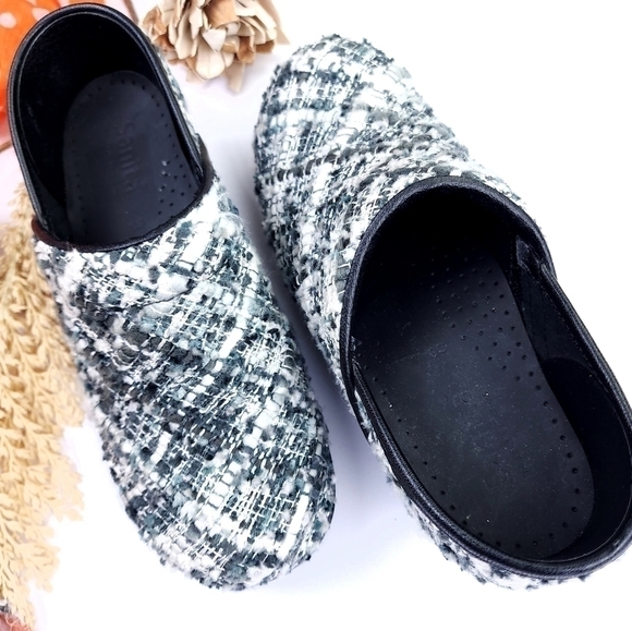 🧡 Sanita Grey White Knitted Nursing Clogs Sz 38 - Picture 4 of 7